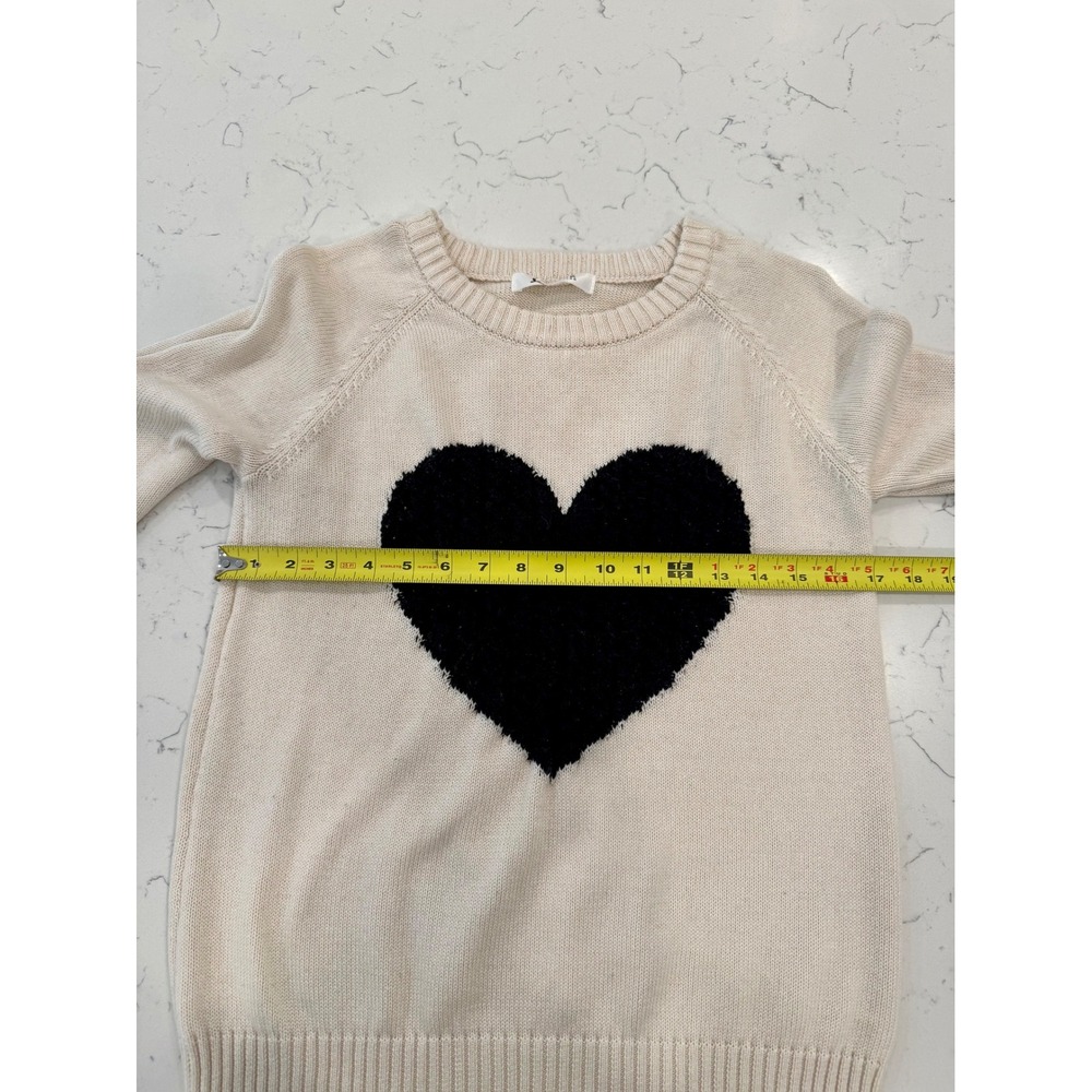 Ye Mak Sweater Cream Black Heart Intarsia Knit Crewneck Pullover Medium - Picture 3 of 3